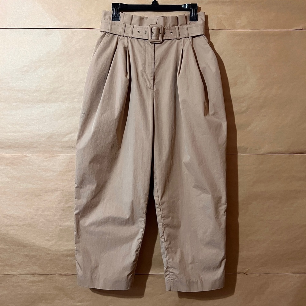 Zimmermann | Wavelength Belted Tapered Pants High Rise Pleated Trousers Size 8